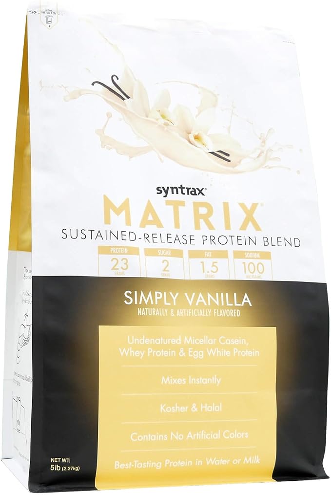 Syntrax Nutrition Matrix - Sustained-Release Protein Blend Simply Vanilla 5 lbs. Real Vanilla Bean Specks