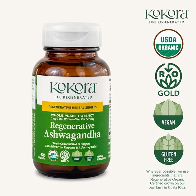 Calm &amp Relaxation Bundle – Organic Adaptogenic Herbal Supplements for Stress Relief Mood Balance &amp Calm Focus – Whole-Plant Regenerative Organic Herbs Non-GMO Vegan