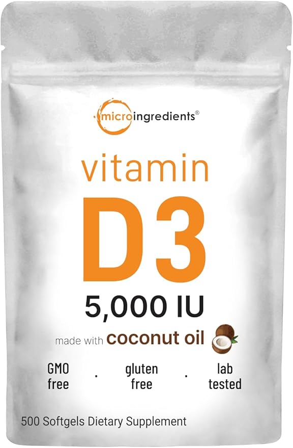 Micro Ingredients Multi Collagen Pills &amp Vitamin D3 5000 IU Bundle Pack | Grass-Fed Collagen Peptides | Vitamin D as Cholecalciferol