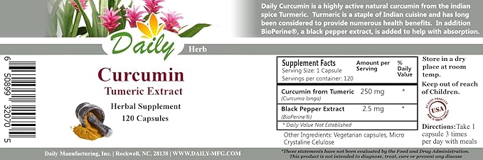 Daily Manufacturing Curcumin (Turmeric &amp Black Pepper Exract)