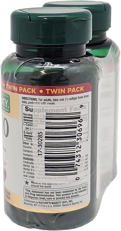 Nature's Bounty CoQ10 100mg Twin Pack 60 Count 2 Pack