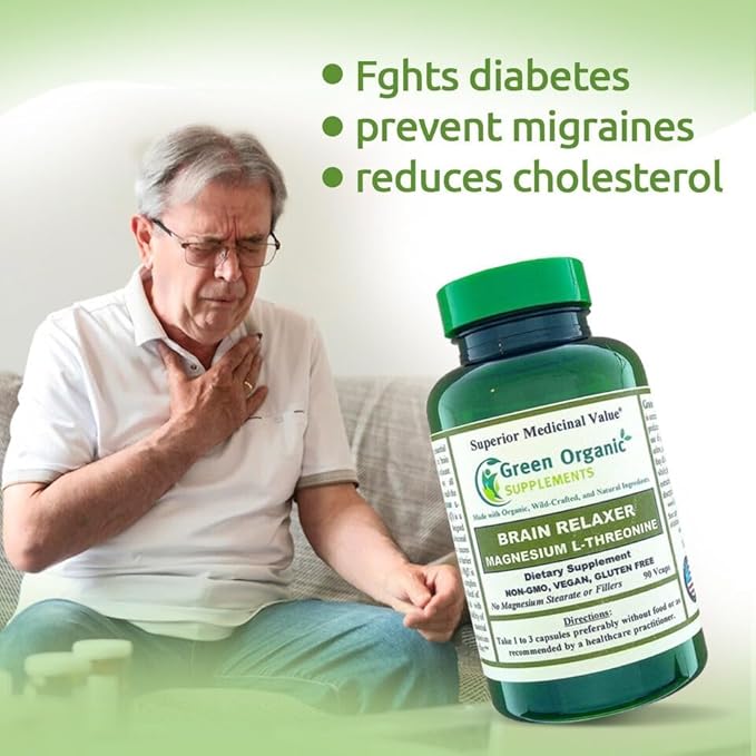 Green Organic Supplements Magnesium L-Threonine 90 VCaps (Pack of 5)
