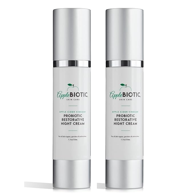 Apple Cider Vinegar Restorative Night Cream 2 PK - Overnight Firming Smoothing Cream with African Green Coffee Green Tea and Chamomile Extract for Dry Oily Sensitive Skin