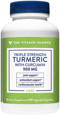 The Vitamin Shoppe Triple Strength Turmeric with Curcumin 900mg Supports Joint Mobility Provides Antioxidant Benefits &amp Includes 5mg Bioperine for Nutrient Absorption (120 Vegetarian Capsules)