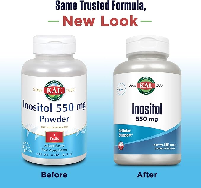 KAL Inositol Powder 550mg Brain Health Nervous System &amp Mood Support Supplement Cellular Health Support Enhanced Absorption Formula Easy to Mix Approx. 408 Servings 8oz