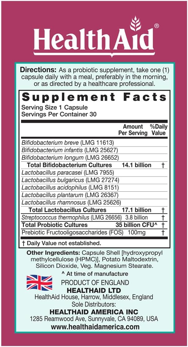 SkinProbio 35 Billion CFU | 9‑Strain Vegetarian Probiotic Once‑Daily Capsules to Support Healthy Skin &amp Gut Balance