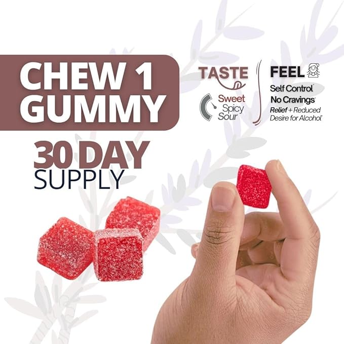 Quit Drinking Alcohol Aid | 100% Drug-Free Natural Works Fast Support Gummies to Help Less Cravings Suppress Triggers Before During &amp After Quitting
