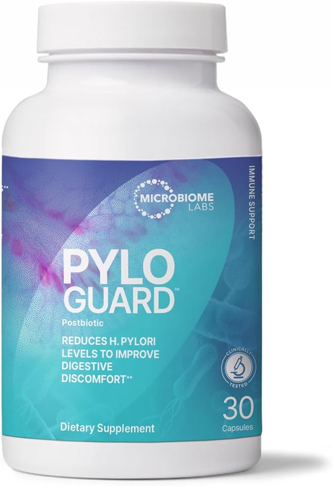 Microbiome Labs PyloGuard - Patented L reuteri DSM17648 to Improve Digestive Comfort - Gut Health &amp Immune Support Supplement - Postbiotic (30 Capsules)