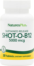 NaturesPlus Shot-O-B12 5000 mcg - 30 Sustained Release Tablets - Supports Energy Production - Vegetarian Gluten Free - 30 Servings