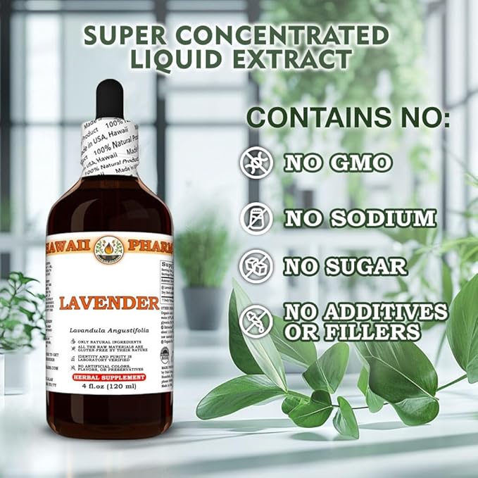 Lavender (Lavandula Angustifolia) Dry Herb Tincture Made in Hawaii Professional Grade Small Batch Raw Materials All Natural Vegan Pure Liquid Extract - 4 fl.oz