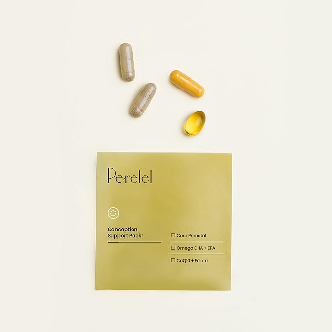 Perelel Conception Support Pack Prenatal Multivitamin with DHA Omega 3 COQ10 &amp Folate Supports Fertility Wellness for Women Soy &amp Gluten Free Non GMO 30 Daily Pill Packs