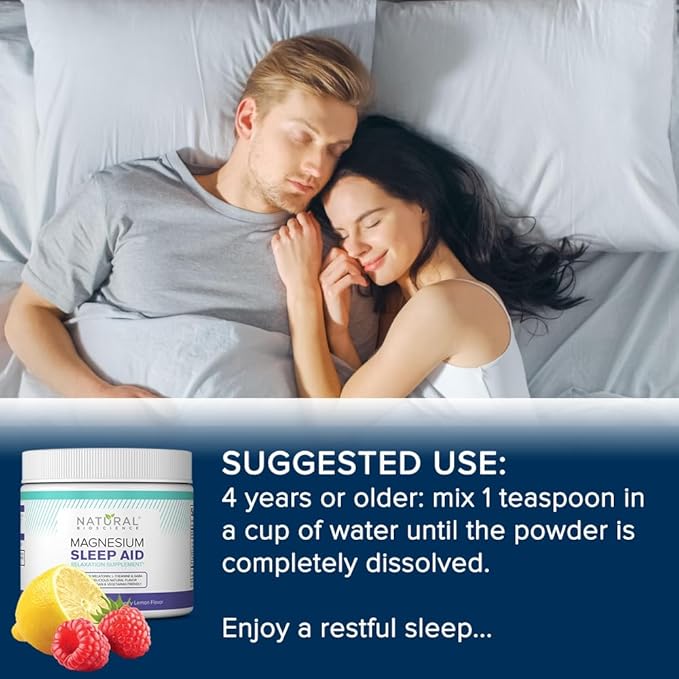 Magnesium Sleep Night Time Powder - Magnesium Citrate Magnesium Glycinate with Melatonin L-Theanine and GABA Sleep Aid Natural Sleep Supplement Vegan Gluten-Free Raspberry Lemon Flavor