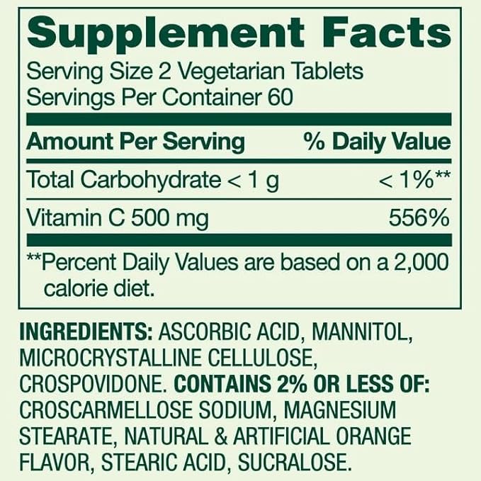 SUREFECT Spring Valley Vitamin C 500 mg Fast Dissolve Tablets Orange Flavor Dietary Supplement 120 Count Organizer.