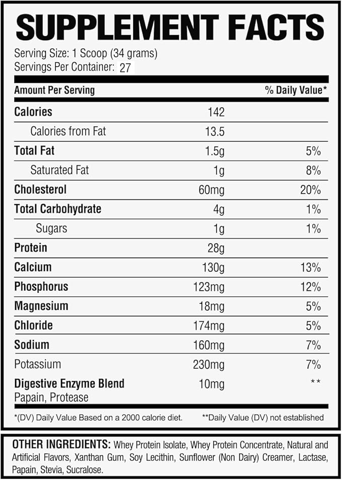 Whey Isolate Protein Powder - Vanilla Flavor 28g of Protein Protein Source Low Carb Classic Specialty