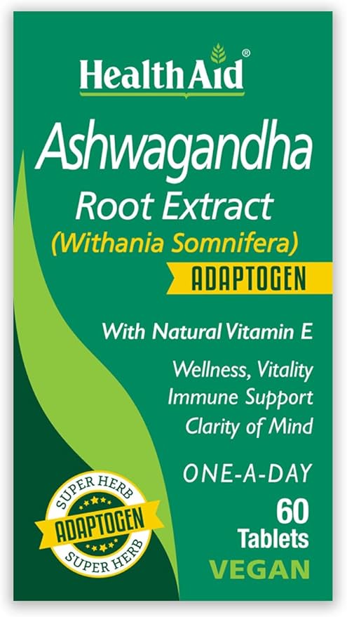 HealthAid Ashwagandha 350 mg (15:1 Root Extract) – Standardized Vegan Adaptogen Supplement for Stress Response Focus Energy &amp Restful Sleep | Once-Daily Tablet