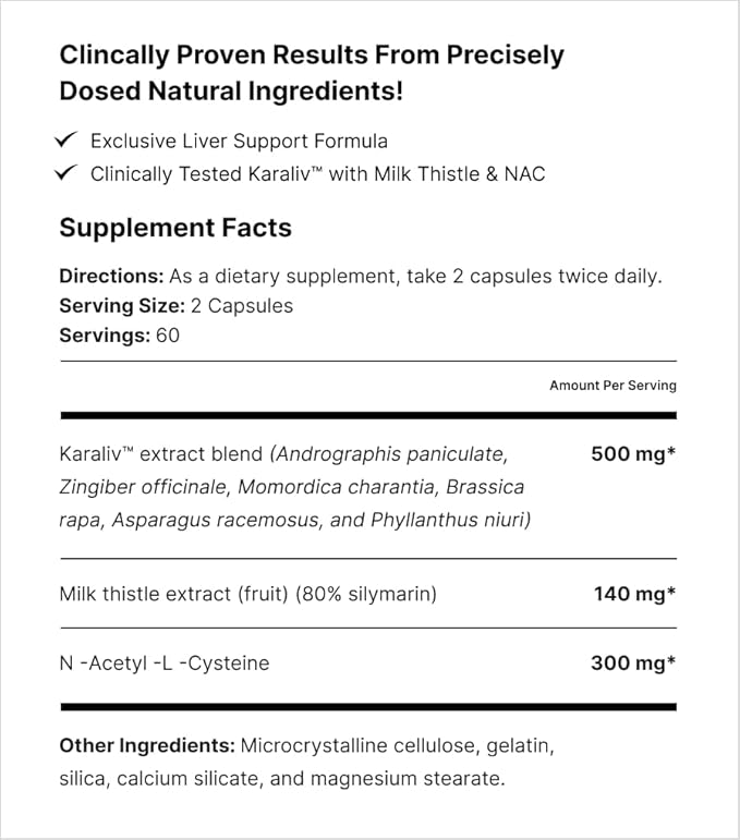 MuscleMeds Liver Detox &amp Defend Cleanse Repair Formula - Herbal Liver Support Supplement NAC Silymarin Milk Thistle 60 Servings