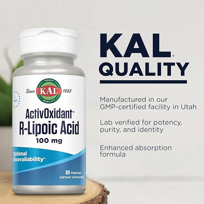 Kal 100 Mg R-lipoic Acid Activoxidant Tablets 60 Count
