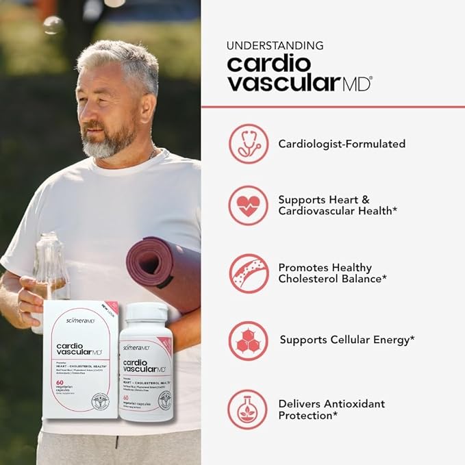 ScimeraMD® CardiovascularMD Red Yeast Rice Supplement with Phytosterol Ester and CoQ10 for Heart Health and Cholesterol Support 60 CT