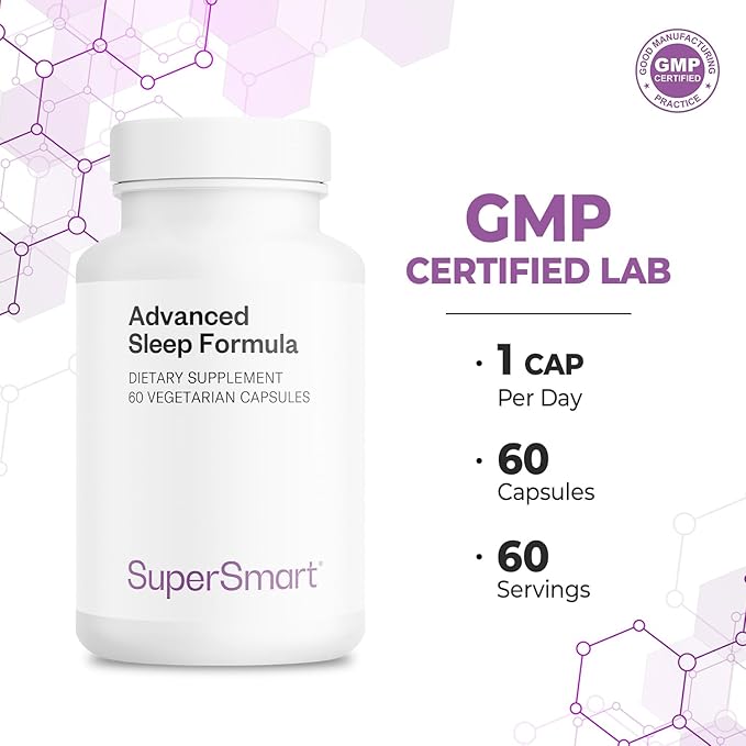 Supersmart - Advanced Sleep Formula (High Strength) - with Melatonin Valerian Root California Poppy Passion Flower Lithium Orotate | Non-GMO &amp Gluten Free - 60 Vegetarian Capsules
