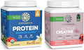 Creatine for Her &amp Vanilla Organic Plant Based Protein Powder Set | Bundle &amp Save | Vegan Organic Protein plus Raspberry Lemonade Creatine Monohydrate (50 Servings Creatine 17 Servings Vanill