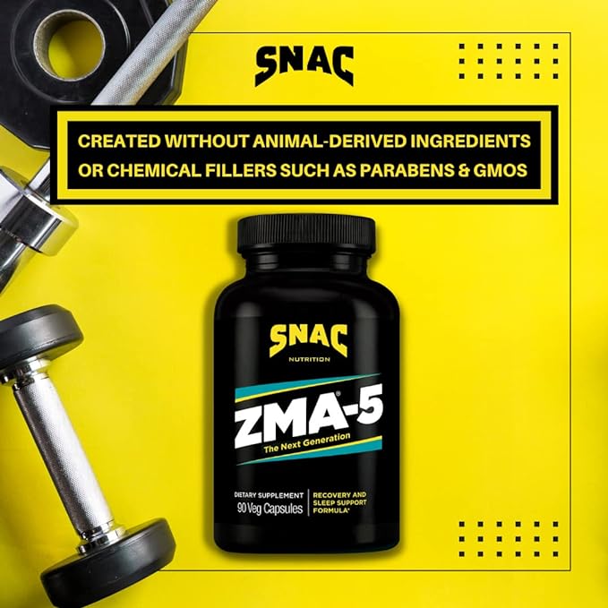 SNAC ZMA-5 Mineral Supplement - Supports Muscle Function Restful Sleep Immune Health &amp Relaxation with Zinc Vitamin B6 Magnesium &amp 5-HTP for Sleep Anxiety Calmness - 180 Veggie Capsules