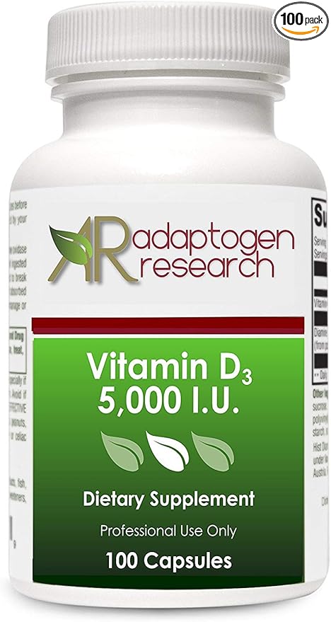 Vitamin D3 5000 IU Supplement | Pure High Potency Natural Vitamin D | 100 Vegetarian Capsules