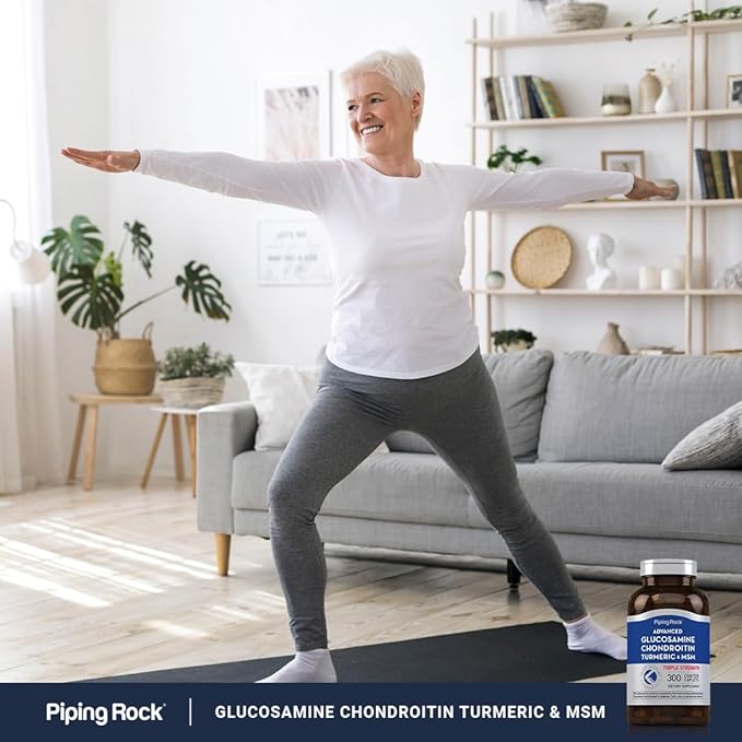 Piping Rock Glucosamine Chondroitin MSM Turmeric | 300 Caplets | Advanced Triple Strength Supplement | Non-GMO &amp Gluten Free