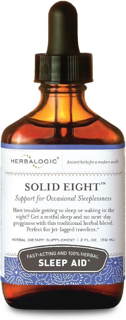 Herbalogic - Solid Eight Liquid Herb Drops - Fast Acting Natural Sleep Aid - Promotes Deep Restful Recuperative Sleep Without Next-Day Grogginess- Does Not Contain Valerian Root - 2 Fl Oz