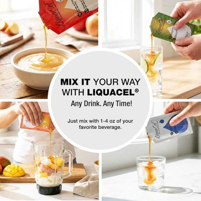 LiquaCel Concentrated Liquid Protein Unflavored 16g Hydrolyzed Collagen Protein and 2.5g Arginine Per Single-Serving Packet Sugar &amp Gluten Free 1fl oz Packets 100ct Case