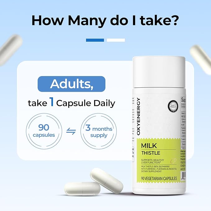 OxyEnergy 300mg Milk Thistle &amp 3 in 1 Magnesium Complex Capsule Supplement