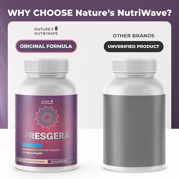 Presgera Capsules – Natural Daily Supplement with Magnesium Glycinate Turmeric Alpha Lipoic Acid &amp More – Made in USA Non-GMO Easy-to-Take – 30 Capsules 1 Month Supply