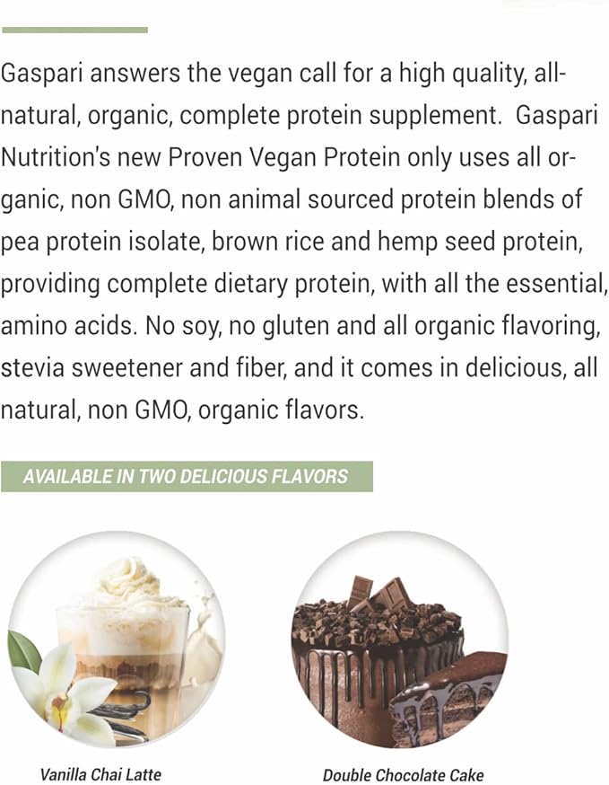 Gaspari Nutrition Proven Vegan Protein Organic Natural Protein Gluten Free Soy Free NON GMO (2lbs Vanilla Chai Latte)