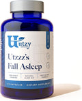 Utzy Naturals Fall Asleep | Natural Herbal Sleep Aid with Valerian Passionflower Skullcap &amp Lemonbalm | 60 Capsules