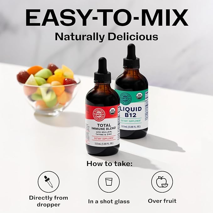 Vimergy All-Day Resilience Kit* - Complementary Blend of 2500 mcg B12 2500 mcg Zinc 130 mg Mullein Extract and 70 mg Thyme Extract. USDA Organic Vegan Paleo-Friendly Gluten-Free Kosher. *