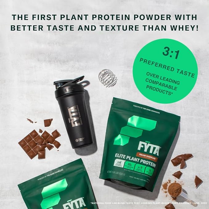 FYTA Vegan Protein Powder - Plant Based Protein Powder with Better Taste &amp Texture Than Whey Protein - 30g Non-GMO &amp Dairy Free Protein Powder Vegan - Protein Powder for Women &amp Men - Cafe