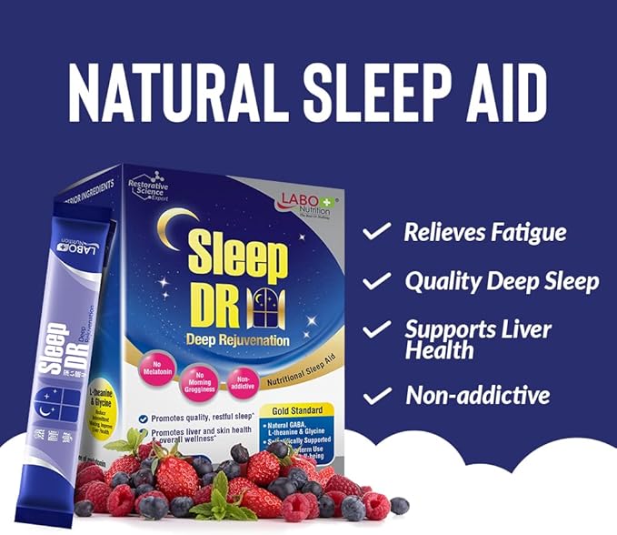 LABO Nutrition Sleep DR (Deep Rejuvenation) with Natural GABA L-theanine Glycine – Melatonin-Free Nutritional Sleep Aid