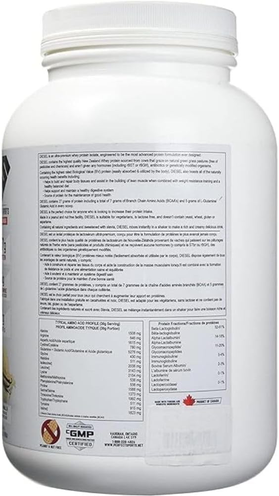 PERFECT SPORTS Diesel 100% New Zealand Whey Protein Isolate | Stevia Sweetened No Artificial Ingredients Keto | 0g Carb 0g Fat 26g Protein | 2 Pounds (French Vanilla)