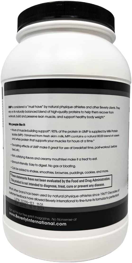 Beverly International UMP Protein Powder Rocky Road. Unique Whey-Casein Ratio Builds Lean Muscle. Easy to Digest. No Bloat. (32.8 oz) 2lb .8 oz