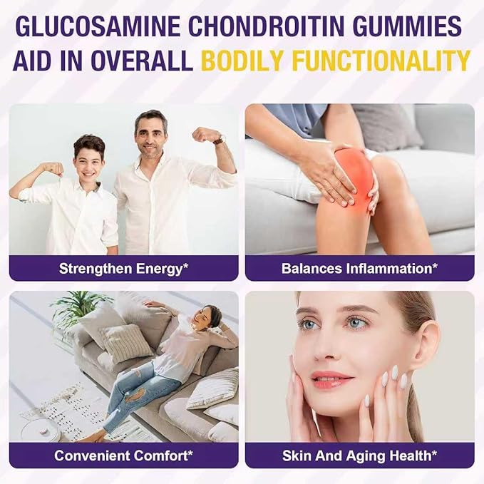 2 Packs 3000MG Glucosamine Chondroitin Gummies with MSM &amp Elderberry Extra Strength - Joint Support Antioxidant Immune Support Supplement for Adults Men &amp Women - 120 Blueberry Gummies