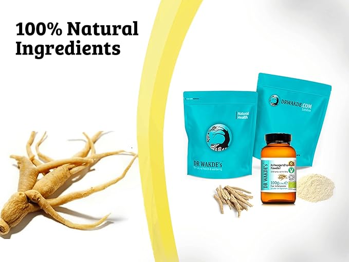 DR WAKDE's Organic Ashwagandha Powder (Indian Ginseng | Withania somnifera) - 500g (1.1lb) | Pure Raw &amp Dried Powder | Ayurvedic Herb | Vegan | Nothing Added Nothing Removed | Same Day Dispatch