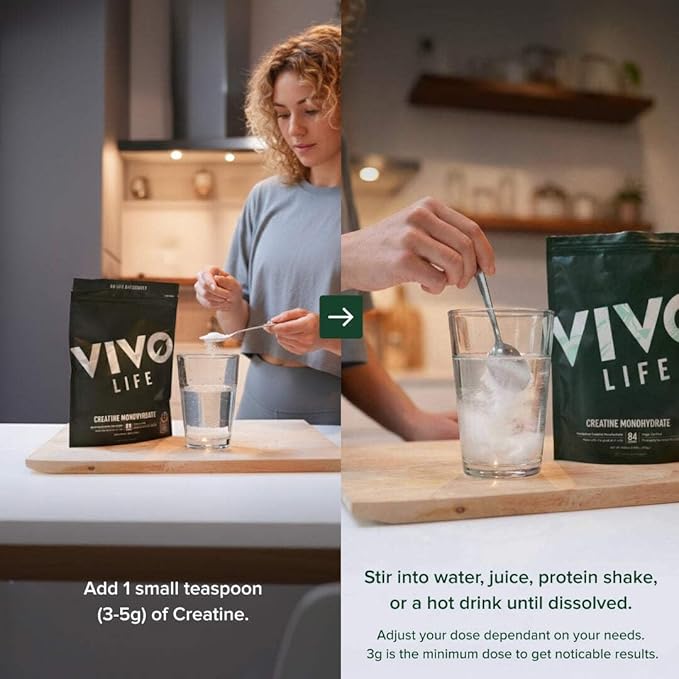 Vivo Life - Creatine Monohydrate Powder Micronised - Vegan Unflavoured (8.8 oz 84 Servings)