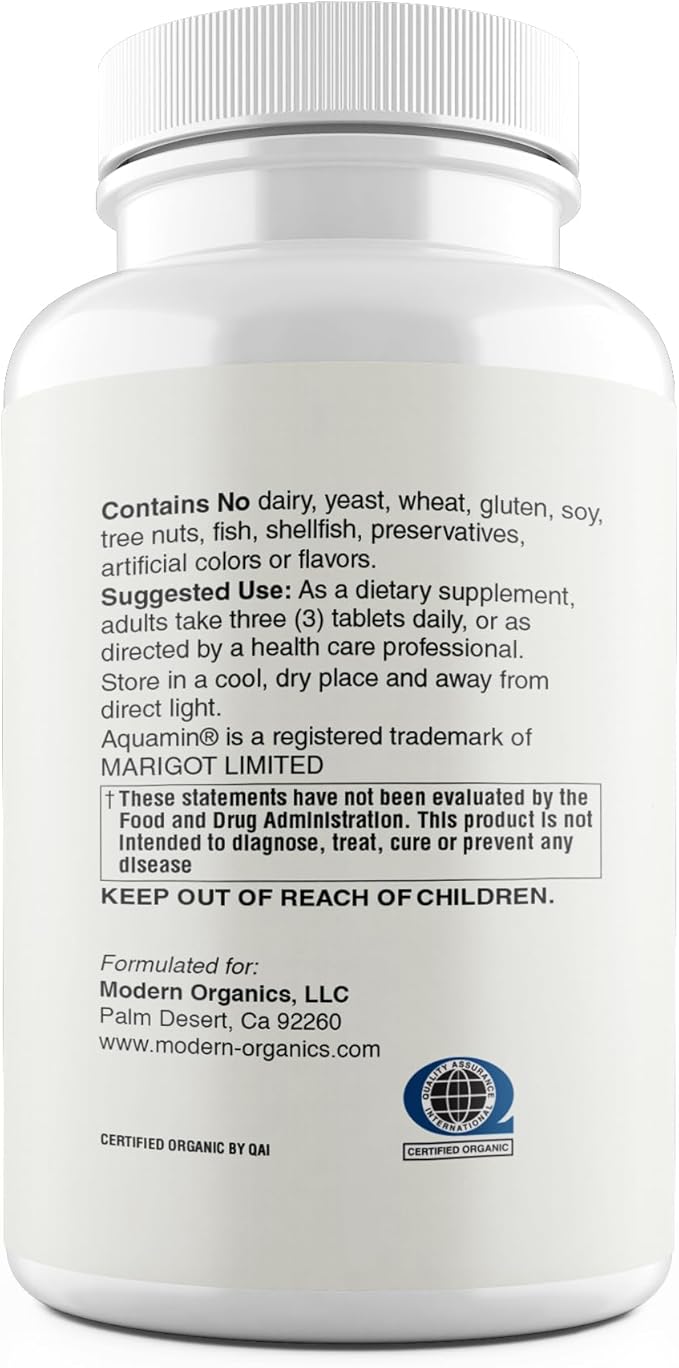 Plant Calcium | 1000mg Certified Organic Whole Food Calcium from Organic Icelandic Red Algae with Vitamin D3 Vitamin K2 and Magnesium | 72 Trace Minerals | 90 Vegan Tablets