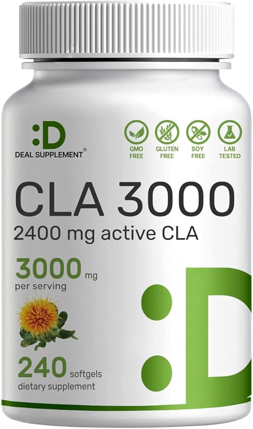 Ultra Strength CLA 3000mg | 240 Softgels Active Conjugated Linoleic Acid from Safflower Oil