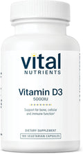 Vital Nutrients Vitamin D 5000 IU - Vitamin D3 Supplement - Healthy Bones Teeth Muscles*- Cellular &amp Immune Function - Calcium Absorption - Gluten Dairy and Soy Free - 180 Capsules