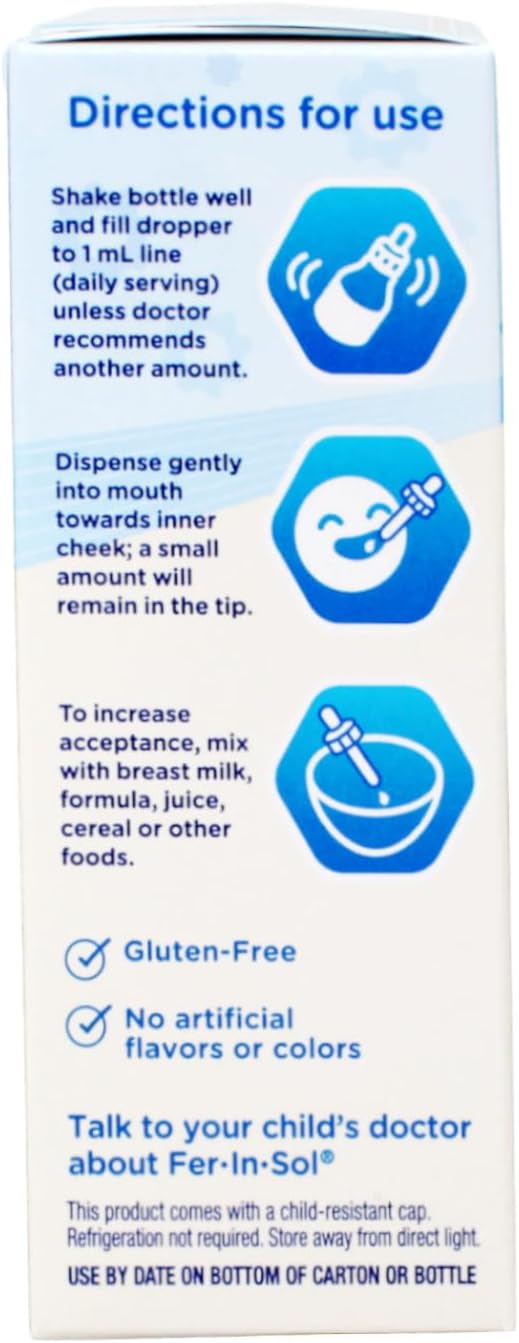 Enfamil Fer-in-Sol Iron Supplement Drops - 1.66 Oz Pack of 3
