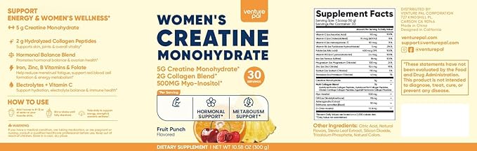 Venture Pal Creatine for Women + Hormone Balance with Collagen