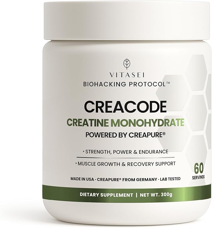 VITASEI Creacode – Pure Creatine Monohydrate Powder Powered by Creapure® – Supports Strength Power &amp Muscle Recovery 10.58 oz