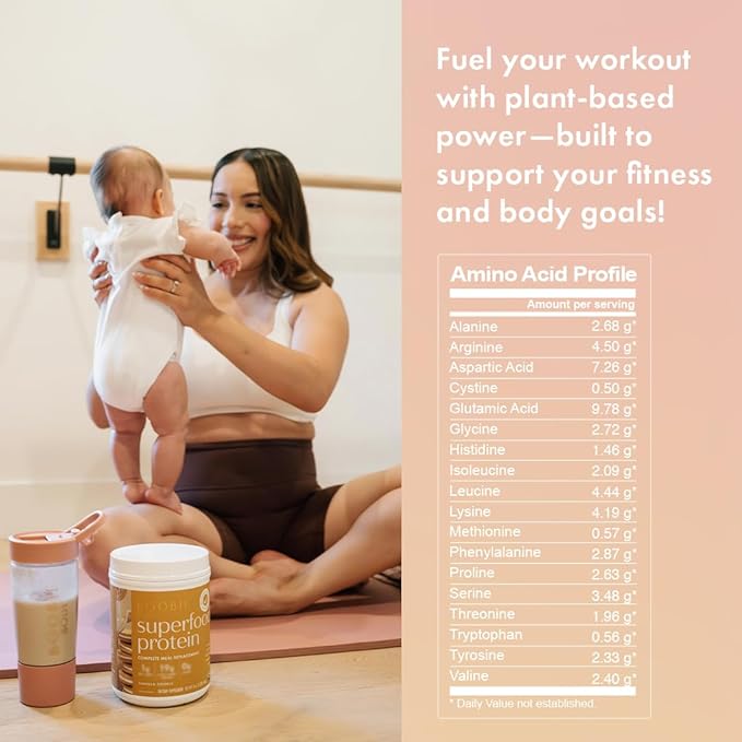 Boobie Body Superfood Protein Pregnancy and Postpartum Meal Replacement Shake Vanilla Chai Flavor | 19g Protein | Safe for Lactation &amp Motherhood | Organic Vegan Zero Sugar 1 Tub (20 Servings)