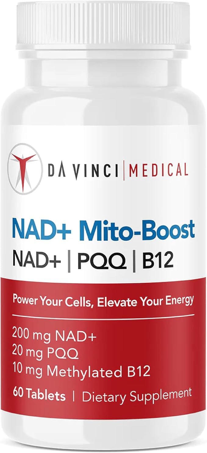 NAD+ Mito Boost Supplement with PQQ &amp B12 Cellular Coenzyme Formula 60 Capsules