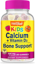 WellYeah Calcium 500mg + Vitamin D3 1000 IU (25 mcg) Gummies for Kids - Bone Health and Muscle Supprt Immune Support Gummy Non GMO Gluten Free Mix Fruit Flavors - 60 Gummies